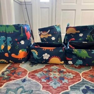Dinosaur Print Kids Toy Bin Set